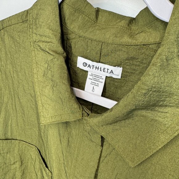 NWOT Athleta Lunar Shine Button Down Shirt in Picoline Olive - Picture 11 of 11